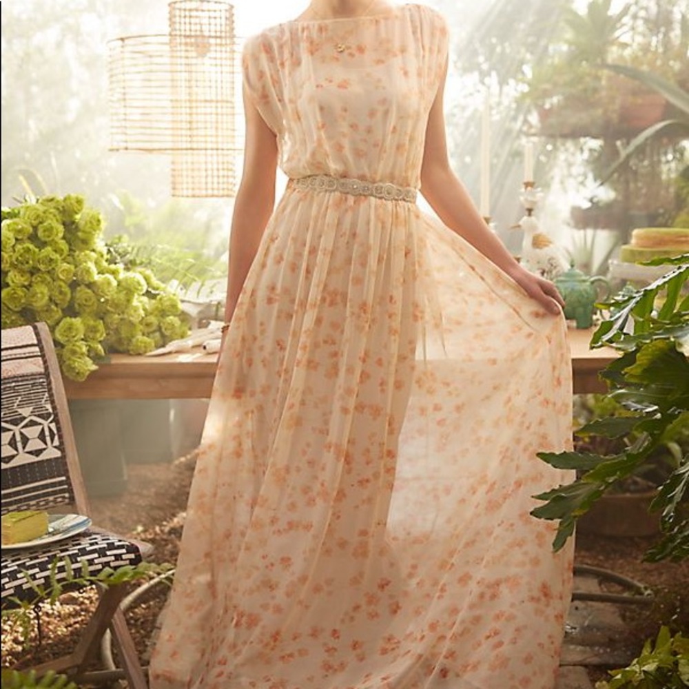 Paper Crown | Anthropologie Peach Blossom Dress